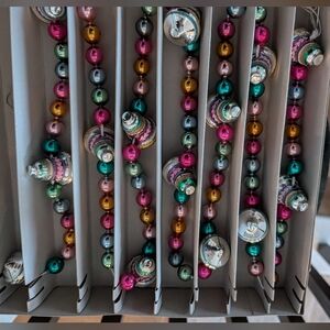 Rare Christopher Radko Shiny Brite Multicolor Beaded Garland With Bells